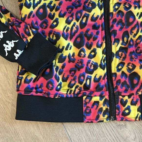 LIKE NEW KAPPA 222 BANDA WANNISTON LEOPARD PRINT SLIM TRACK JACKET SIZE SMALL - Picture 4 of 8